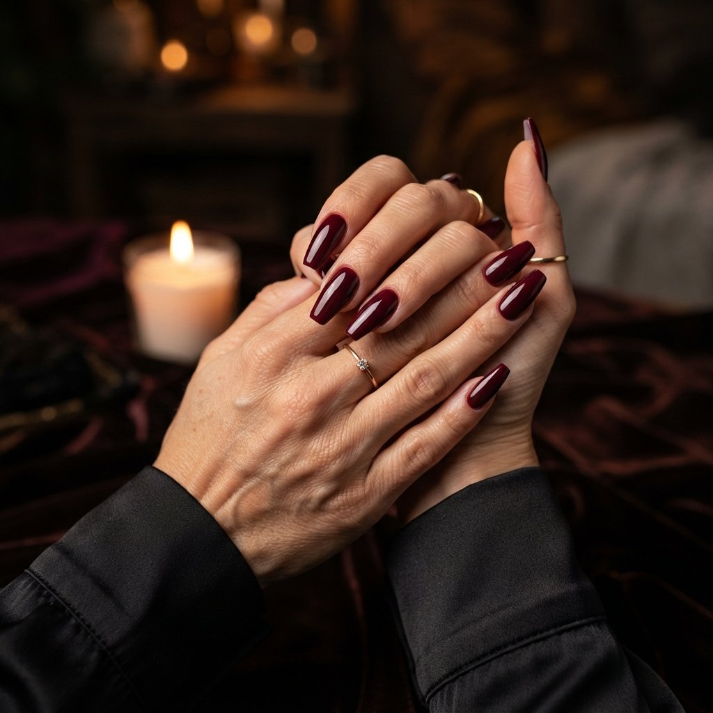 23 Burgundy Fall Nail Designs That Never Go Out of Style 11 Burgundy Coffin Nails