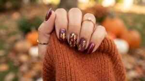 Burgundy fall nail designs