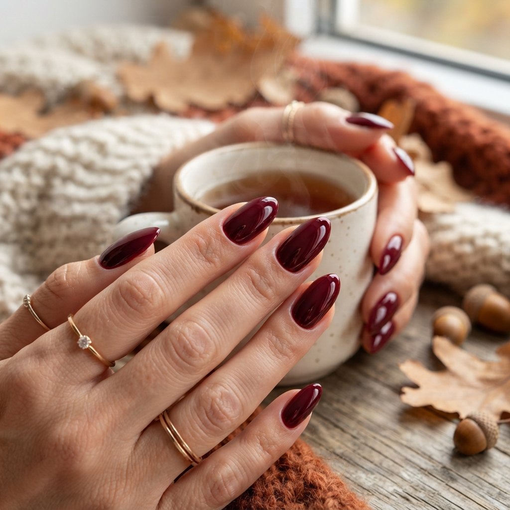 25 Easy Fall Nail Designs Anyone Can Recreate 5 Burgundy Gloss