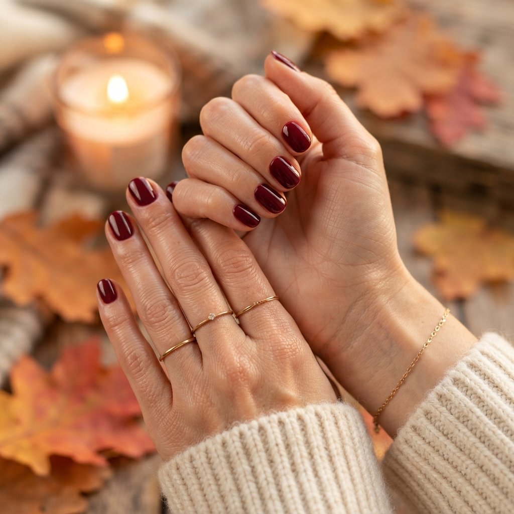 Burgundy Gloss Nails