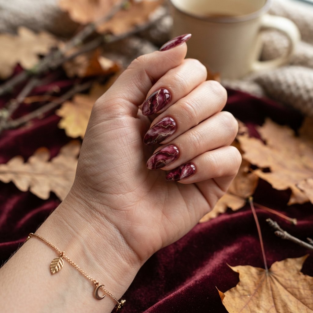 23 Burgundy Fall Nail Designs That Never Go Out of Style 10 Burgundy Marble Nails