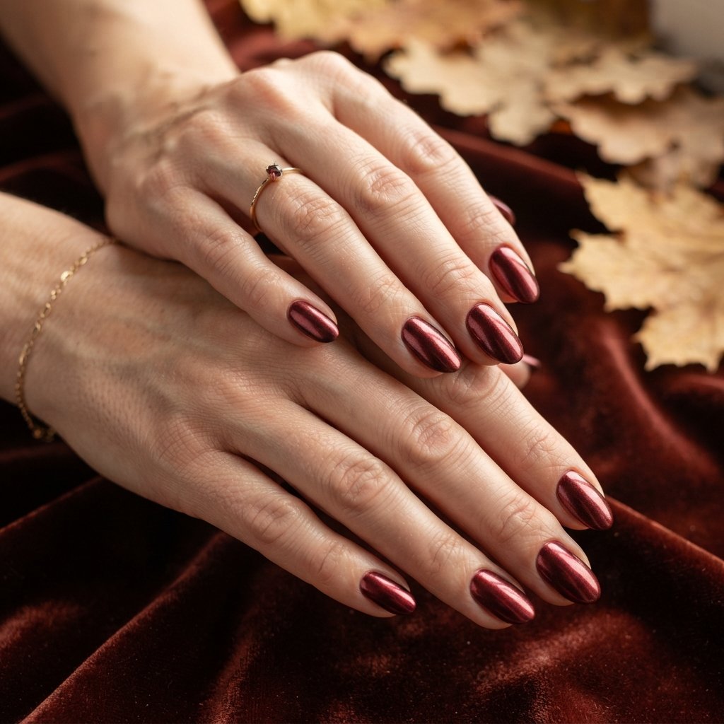 23 Burgundy Fall Nail Designs That Never Go Out of Style 19 Burgundy Metallic Finish