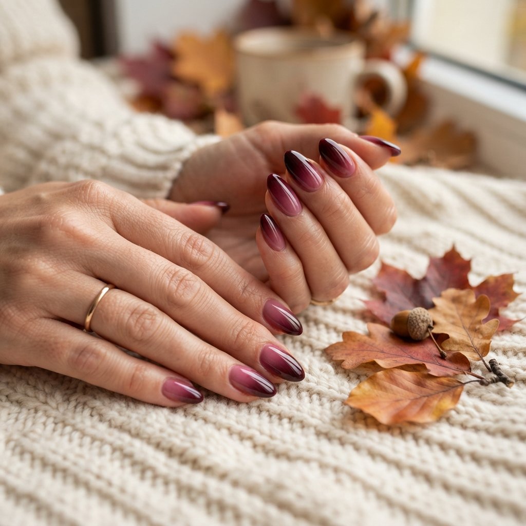 23 Burgundy Fall Nail Designs That Never Go Out of Style 9 Burgundy Ombre Nails