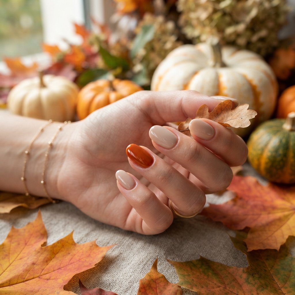26 Early Fall Nail Designs Perfect for the New Season 10 Burnt Orange Accent
