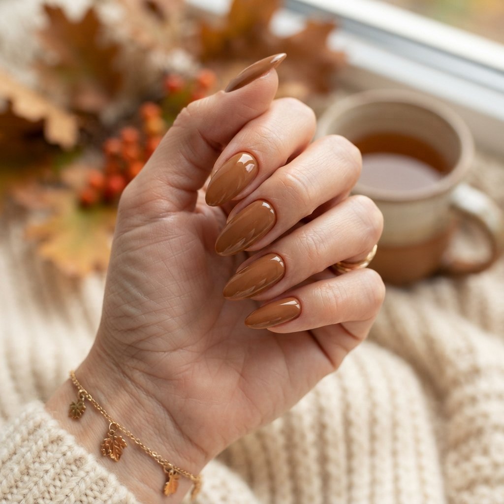 25 Easy Fall Nail Designs Anyone Can Recreate 6 Caramel Brown Nails