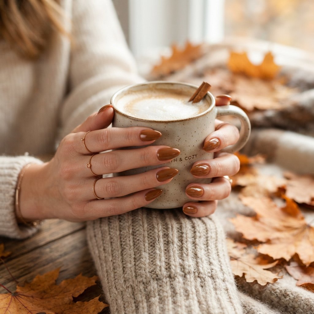 20 Almond Shape Fall Nail Designs That Look Elegant Every Time 6 Caramel Brown Nails