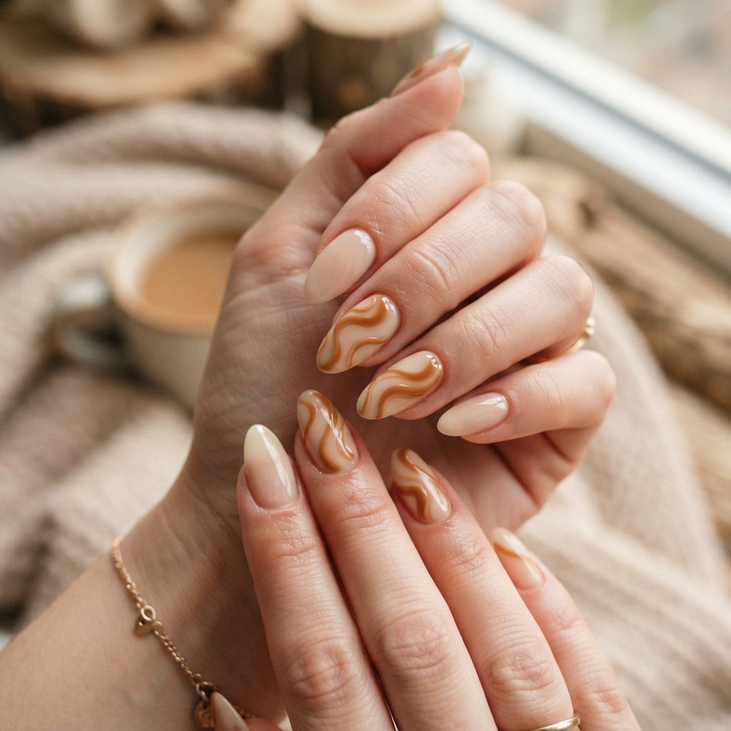 Caramel Swirl Nails