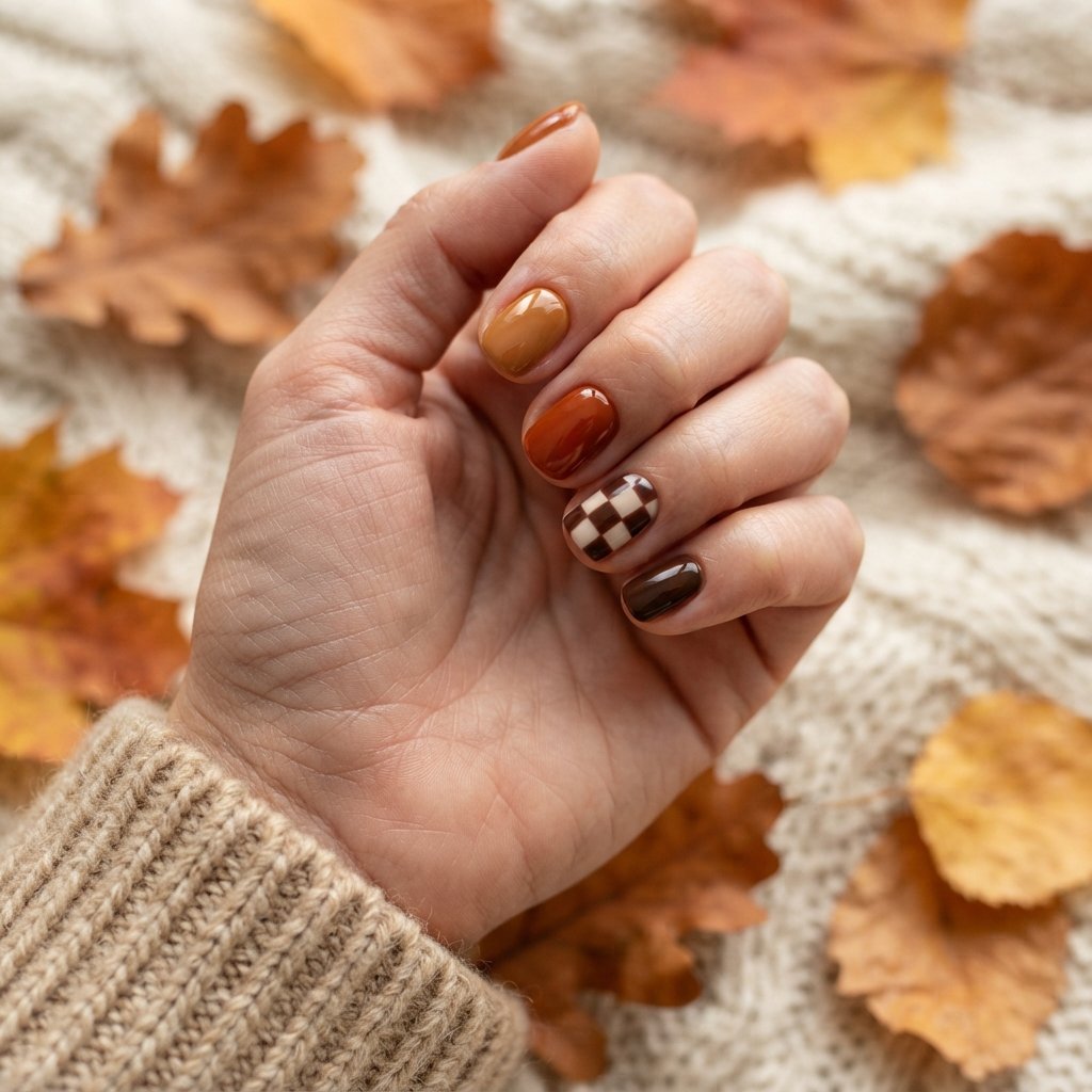Checkerboard Accent Nails