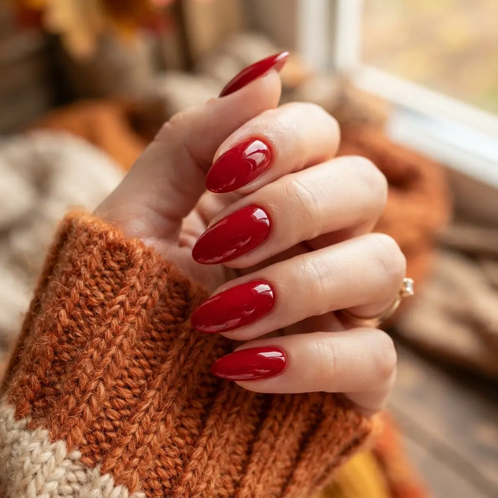 29 Red Fall Nail Designs That Make a Bold Statement 2 Glossy Cherry Red Nails