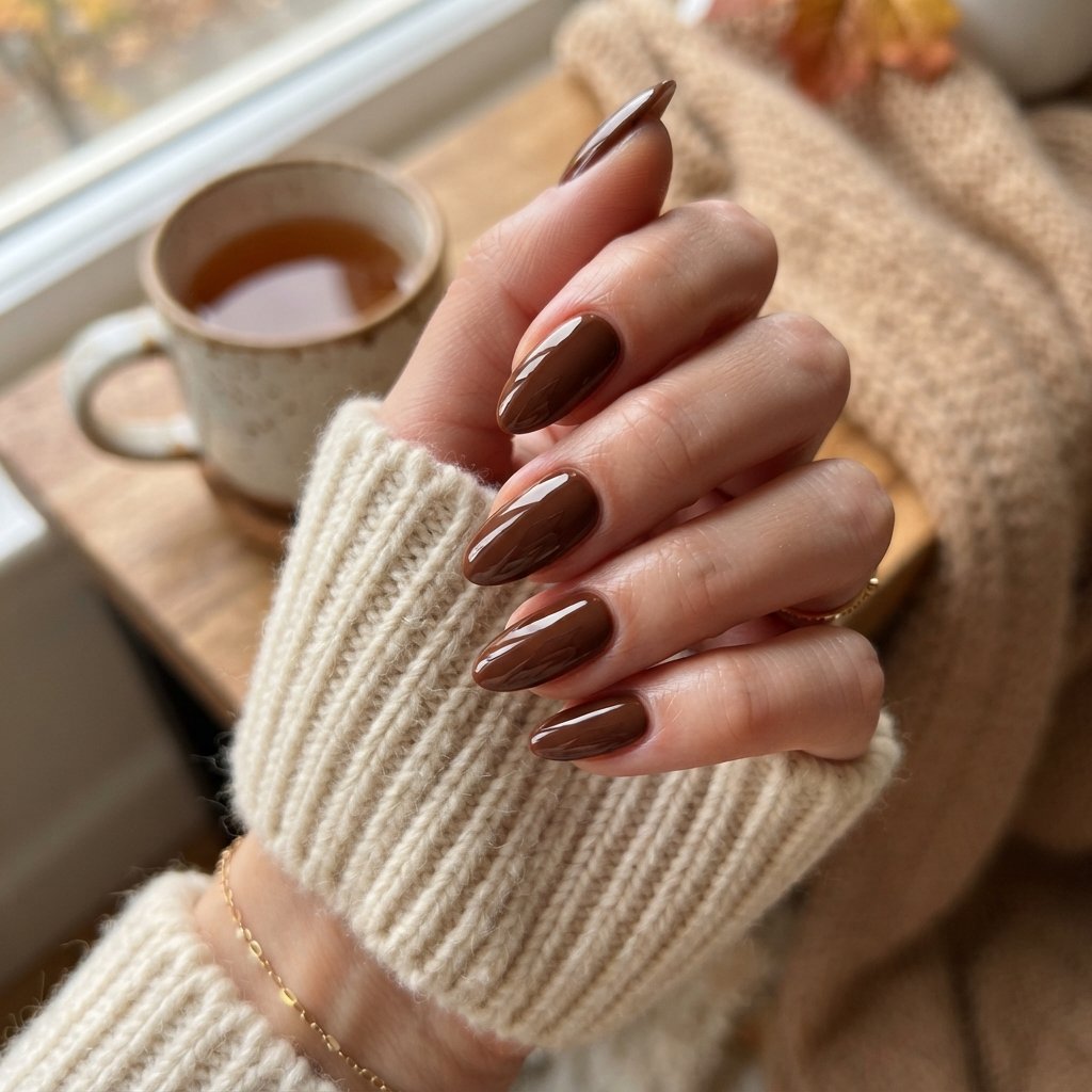 25 Easy Fall Nail Designs Anyone Can Recreate 17 Chestnut Brown Polish