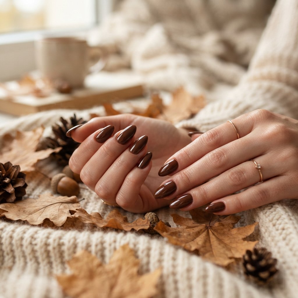 20 Almond Shape Fall Nail Designs That Look Elegant Every Time 17 Chestnut Brown Nails