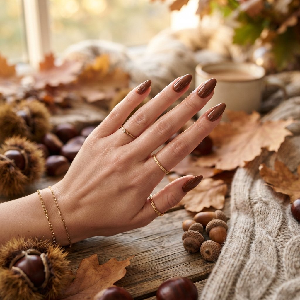26 Early Fall Nail Designs Perfect for the New Season 23 Chestnut Brown Nails