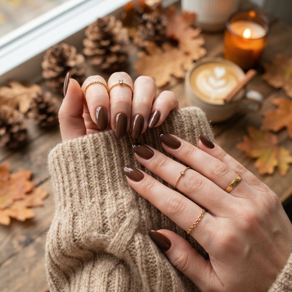 20 Almond Shape Fall Nail Designs That Look Elegant Every Time 3 Chocolate Brown Almond Nails