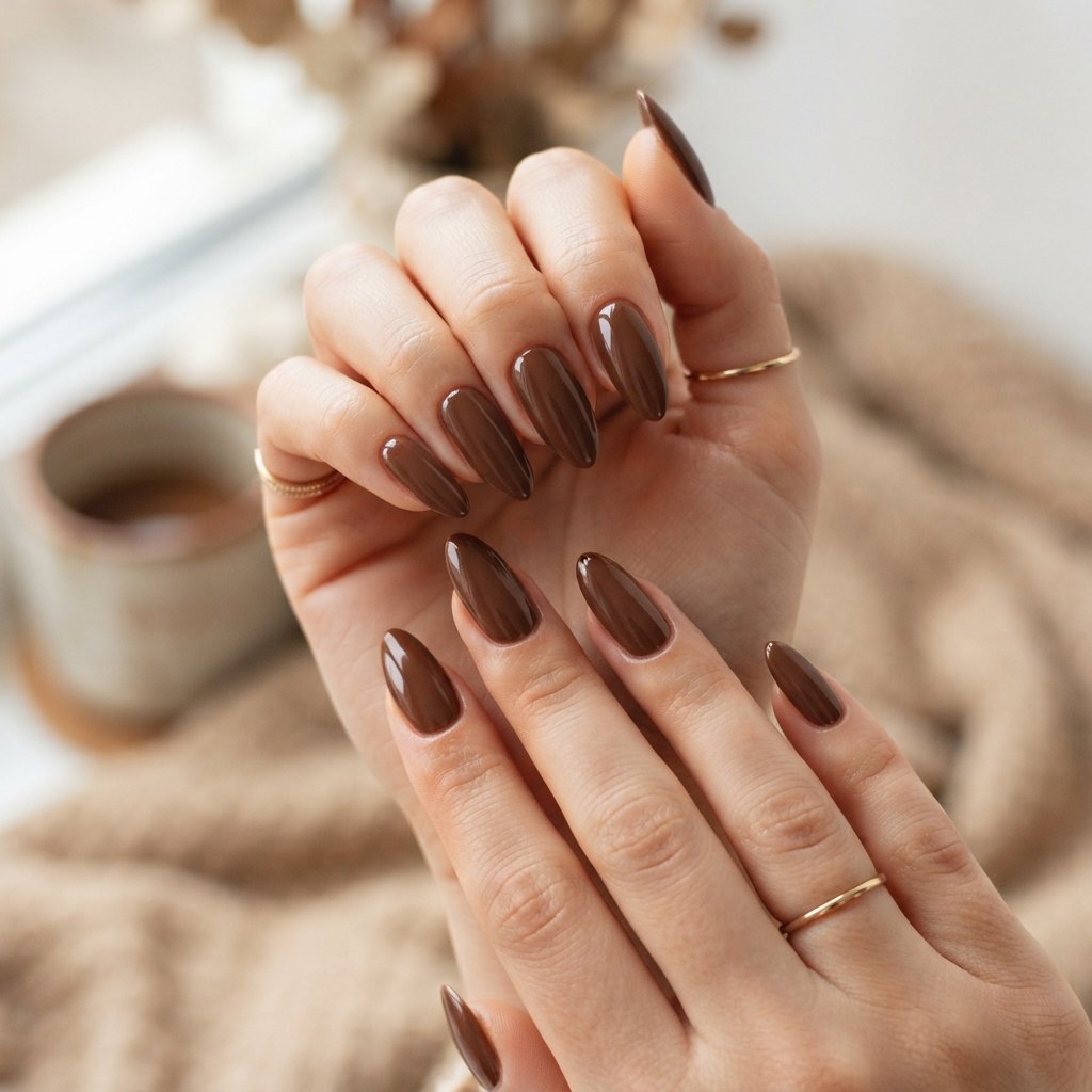 Chocolate Brown Almond Nails