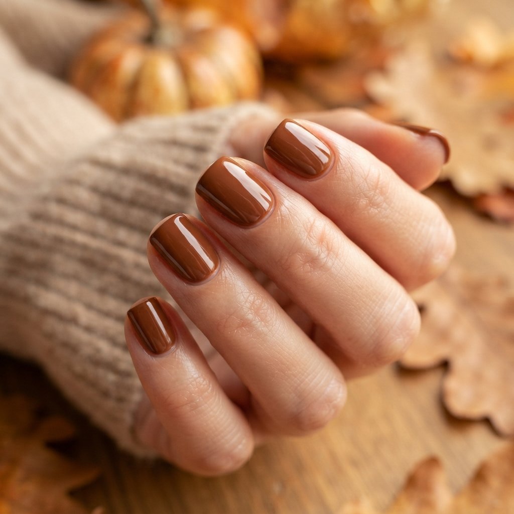 25 Easy Fall Nail Designs Anyone Can Recreate 8 Cinnamon Brown Nails
