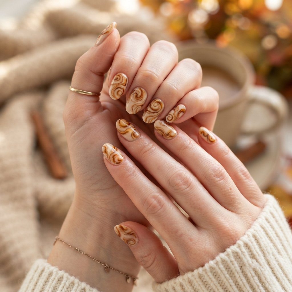 Cinnamon Swirl Nails