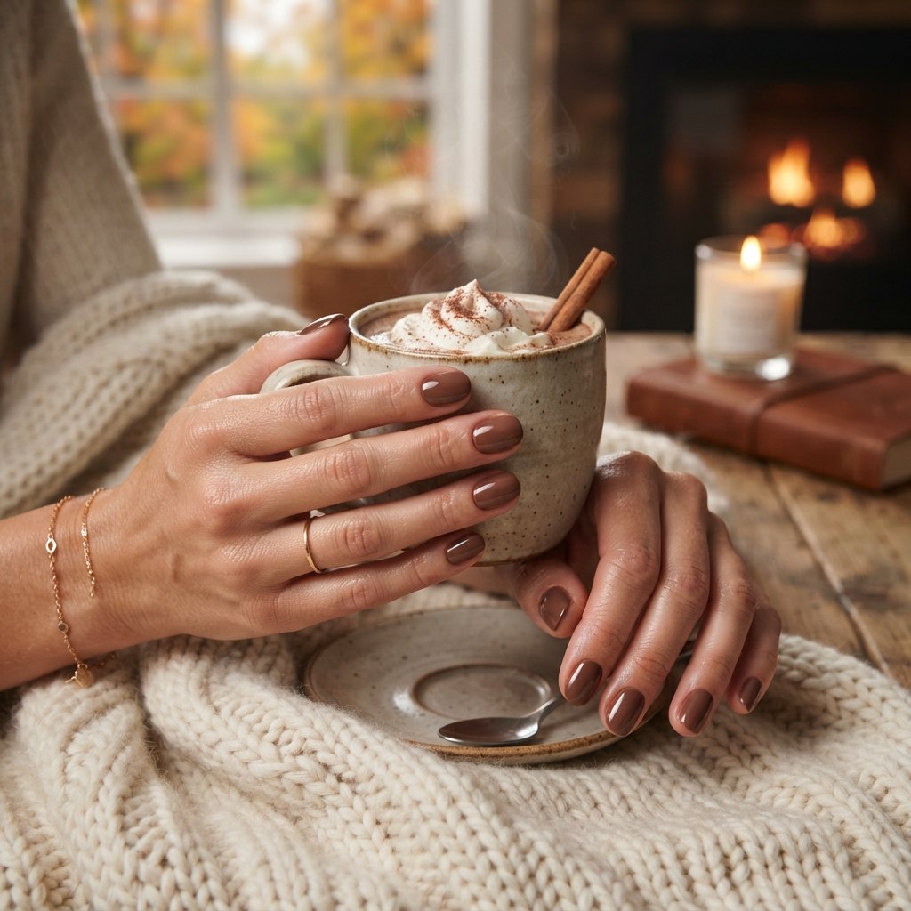 26 Early Fall Nail Designs Perfect for the New Season 20 Soft Cocoa Nails