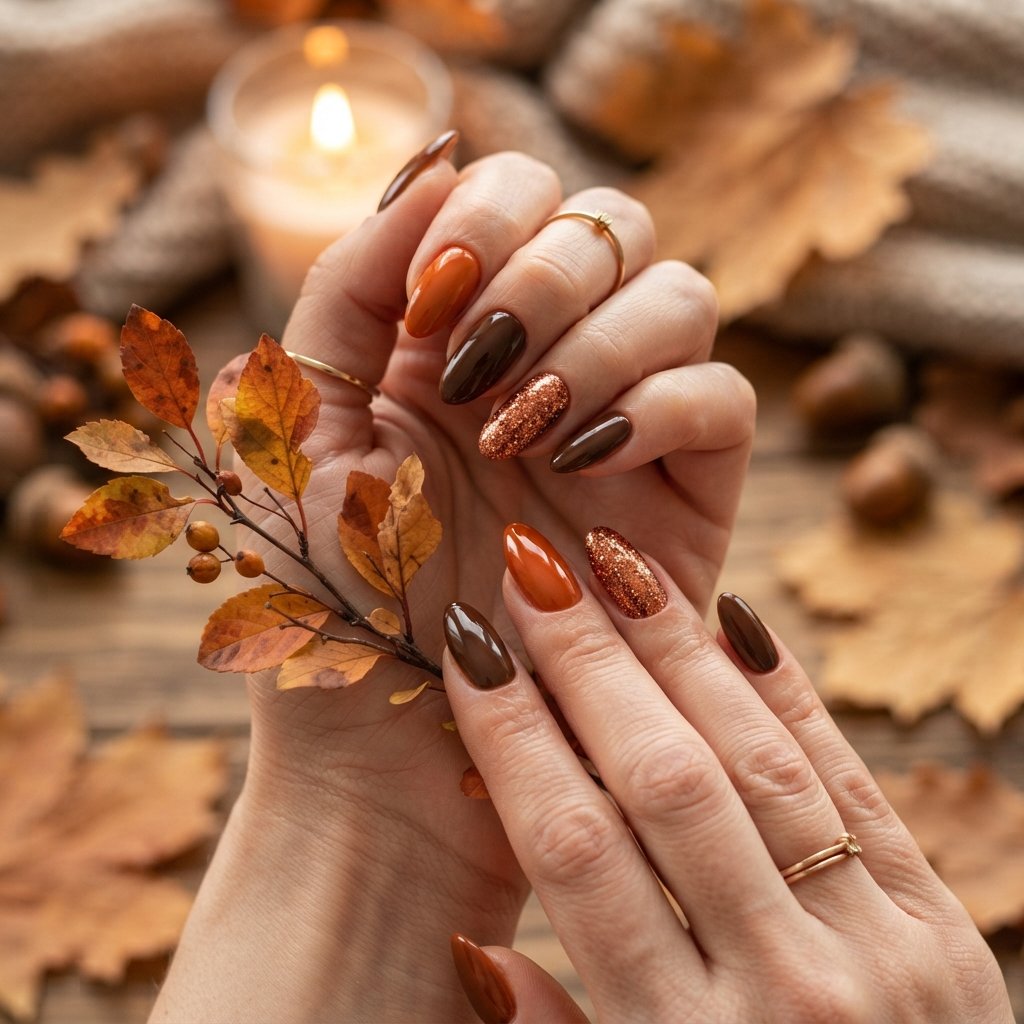  Copper Glitter Nails