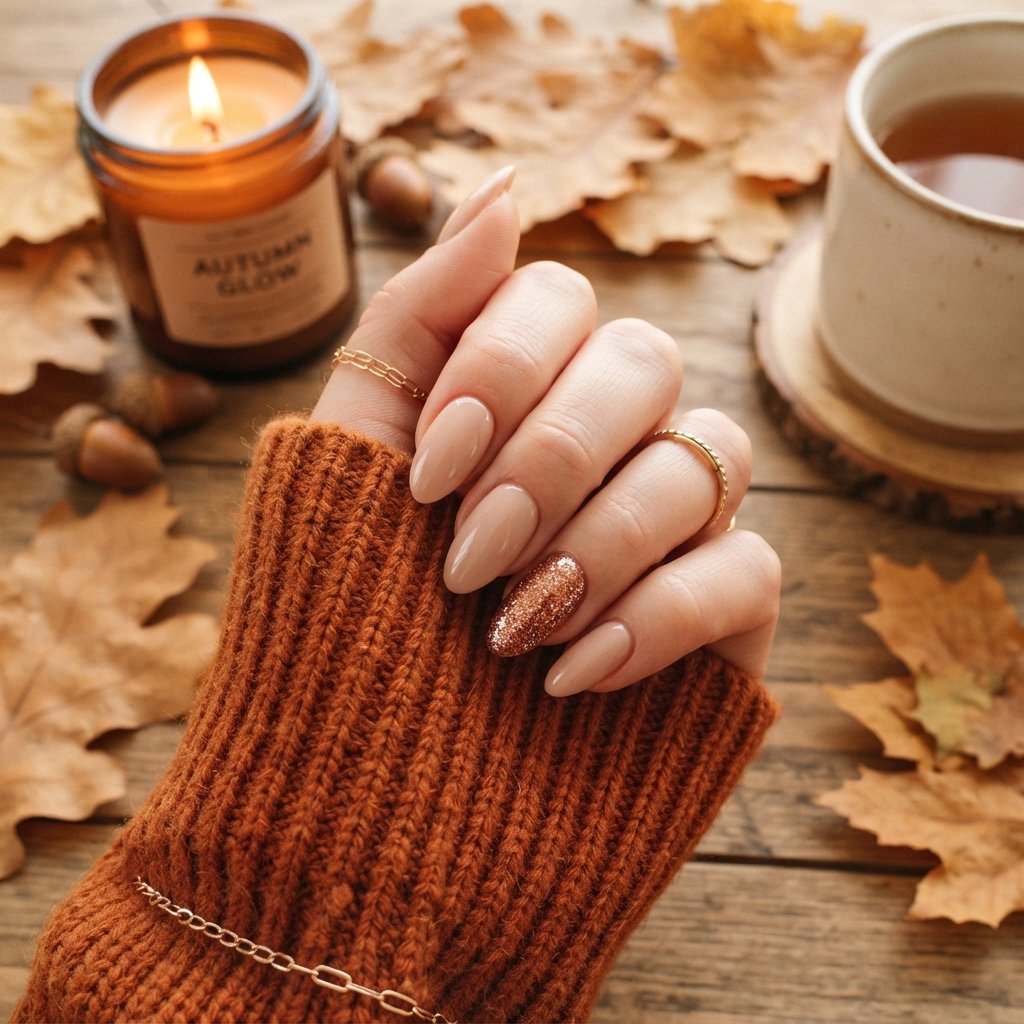 20 Almond Shape Fall Nail Designs That Look Elegant Every Time 11 Copper Shimmer Accent
