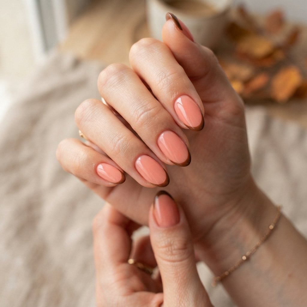Coral With Brown French Tips