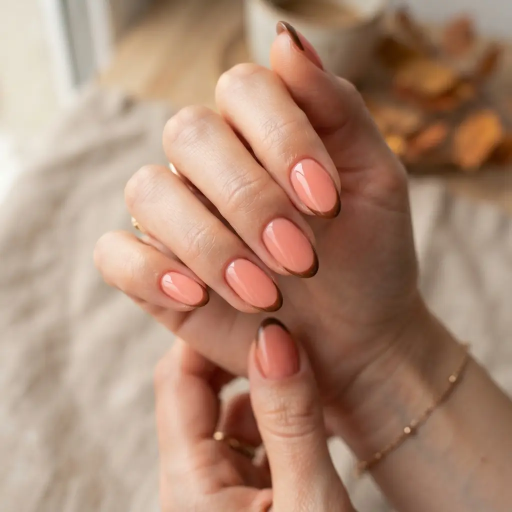 25 Summer to Fall Nail Designs Perfect for the Seasonal Transition 10 Coral With Brown French Tips