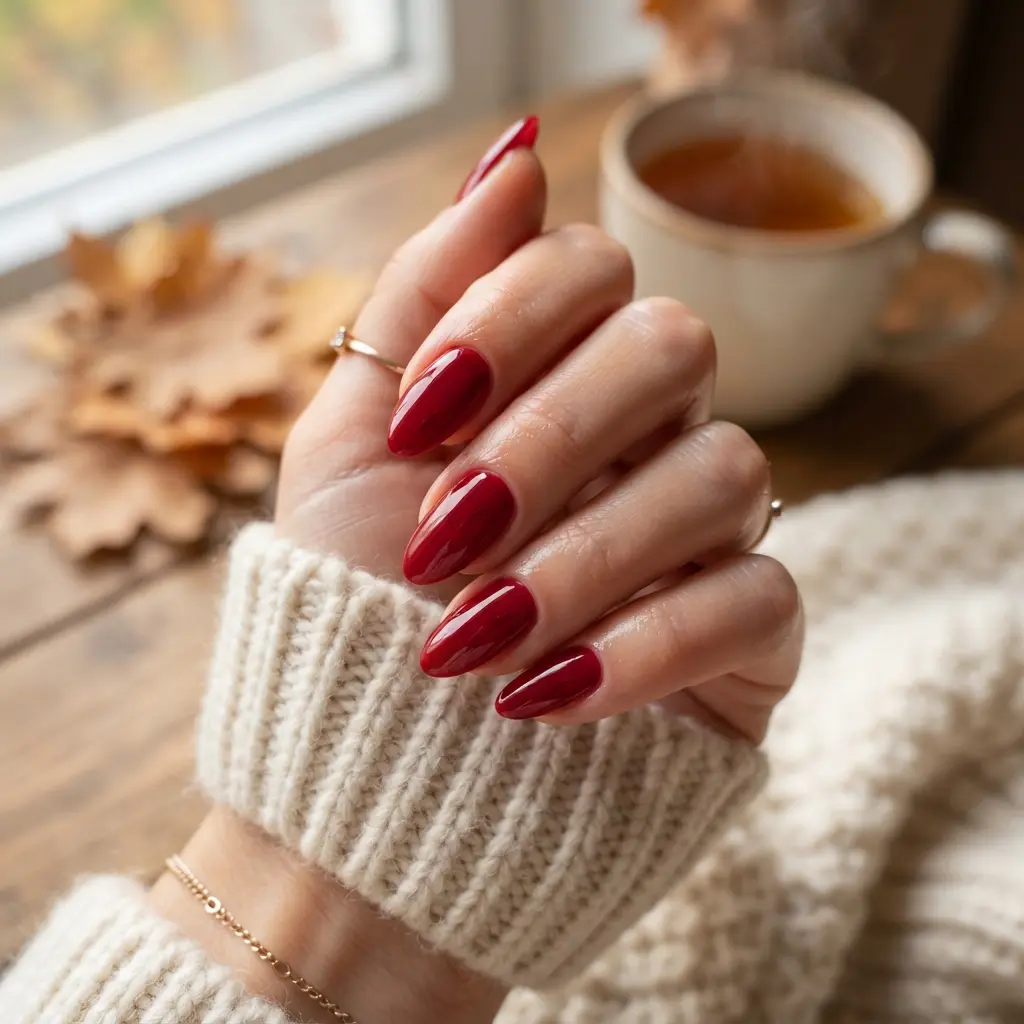 29 Red Fall Nail Designs That Make a Bold Statement 17 Cranberry Red Polish