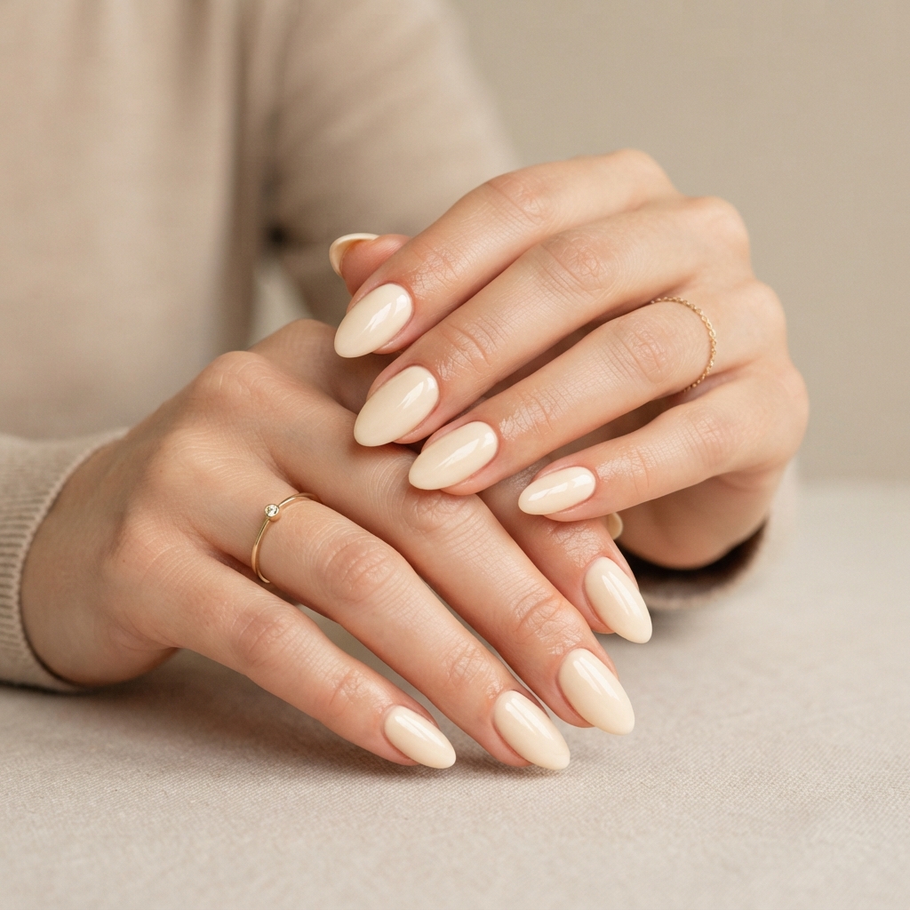 Cream Almond Nails