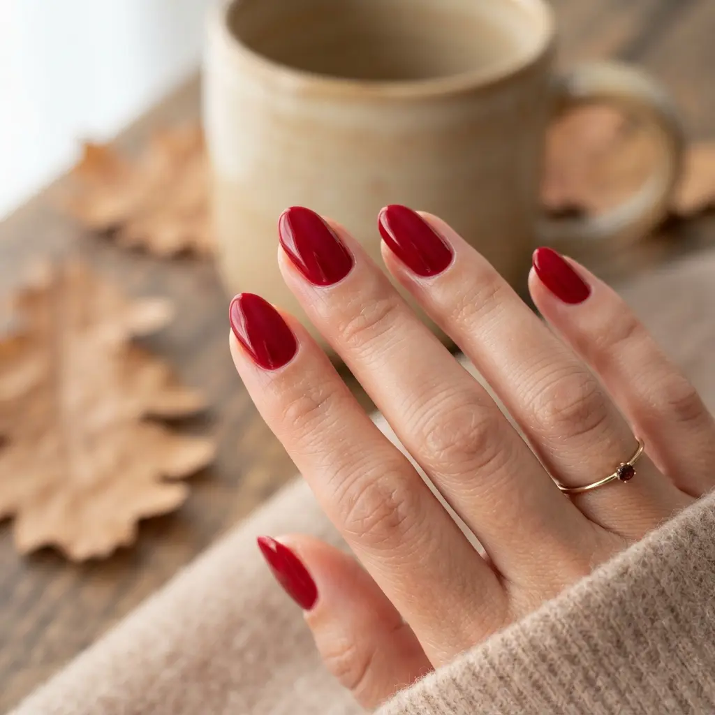 29 Red Fall Nail Designs That Make a Bold Statement 4 Crimson Red Polish