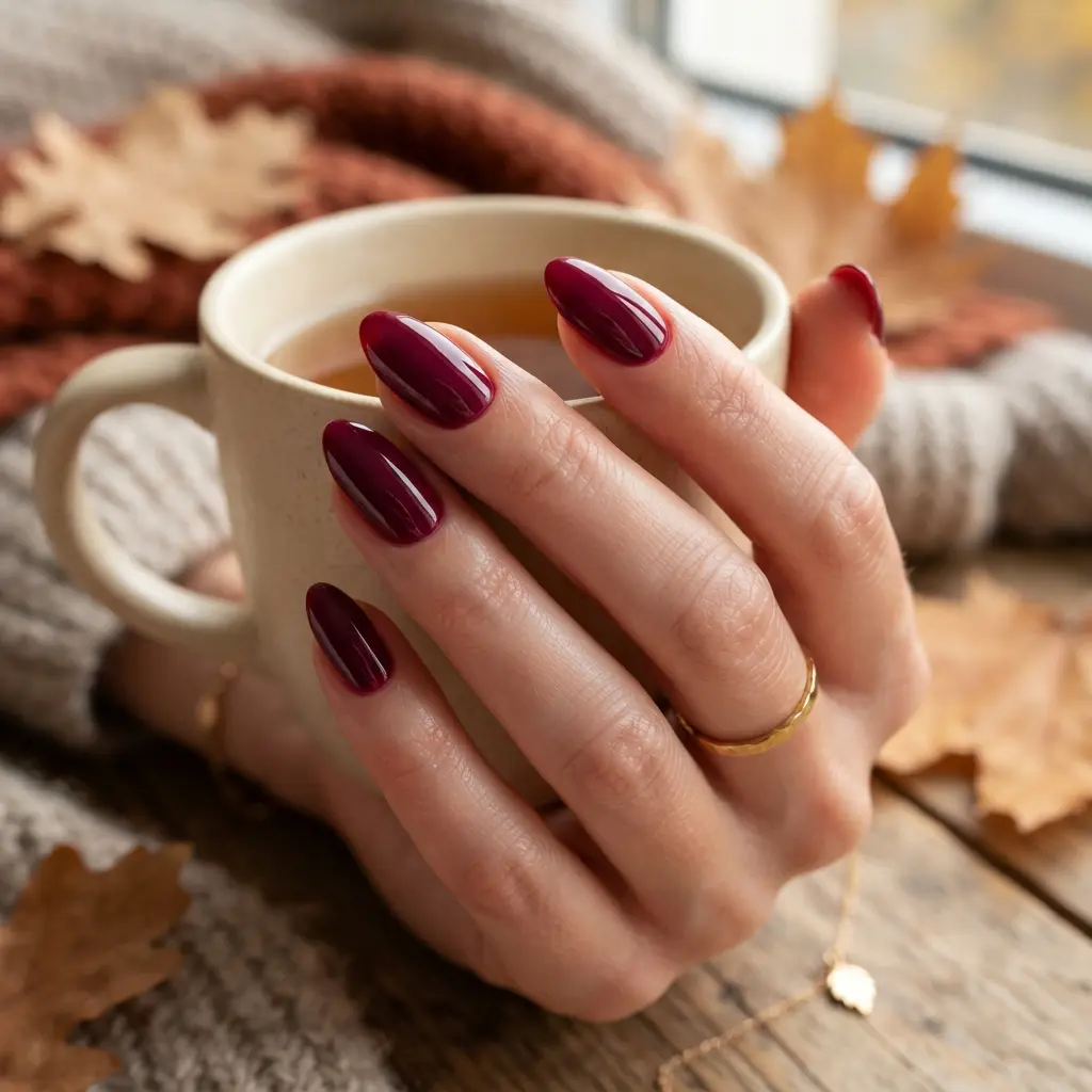 29 Red Fall Nail Designs That Make a Bold Statement 13 Deep Berry Red Nails