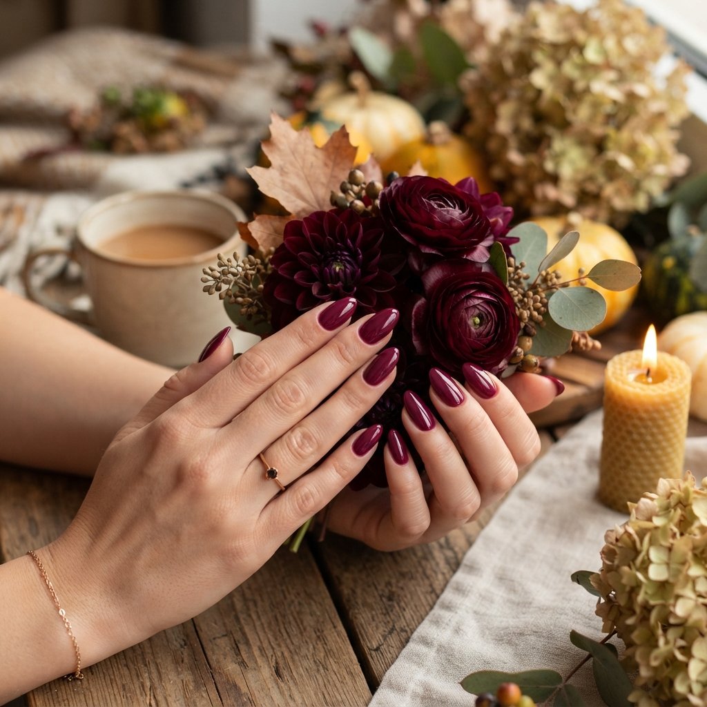 20 Almond Shape Fall Nail Designs That Look Elegant Every Time 13 Deep Berry Nails