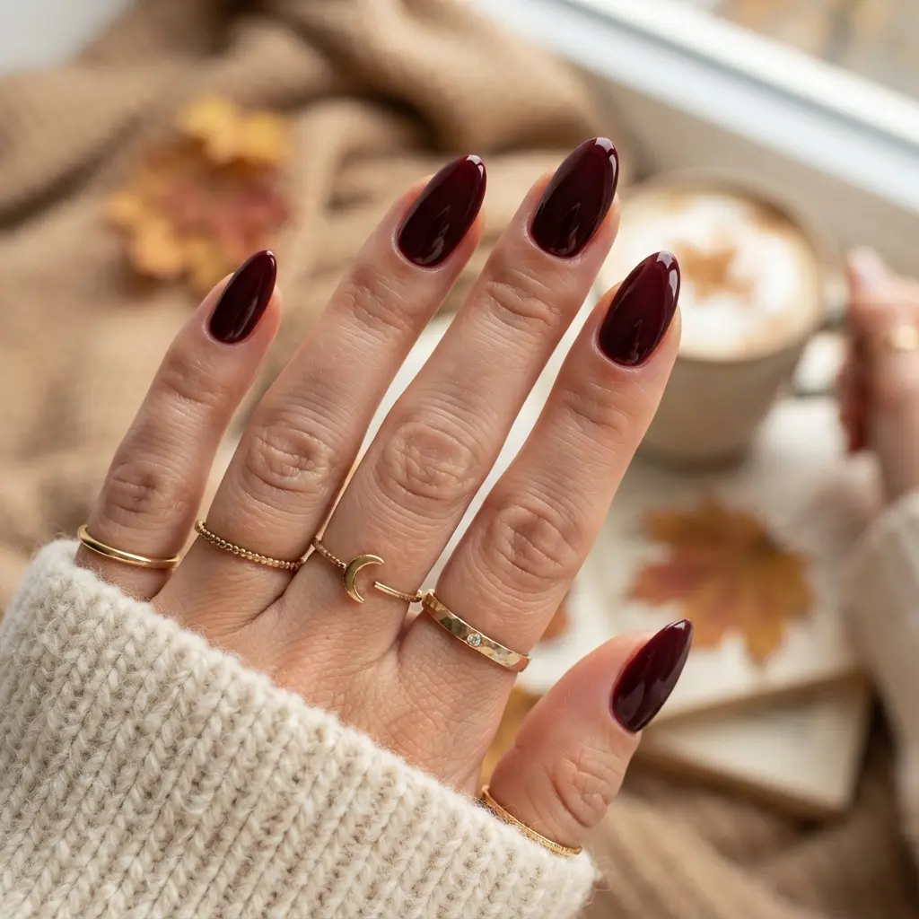 29 Red Fall Nail Designs That Make a Bold Statement 3 Deep Burgundy Nails