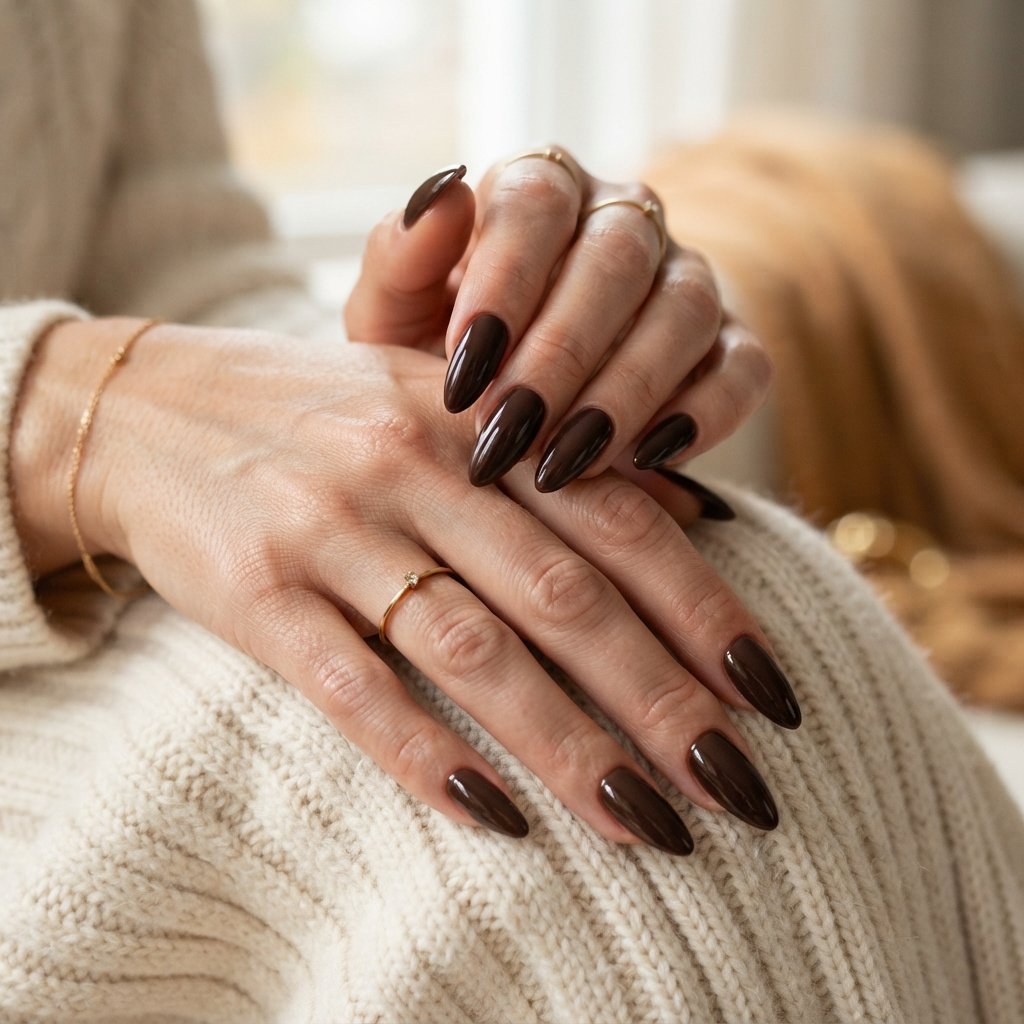 22 Long Fall Nail Designs That Turn Heads Instantly 2 Deep Chocolate Long Nails