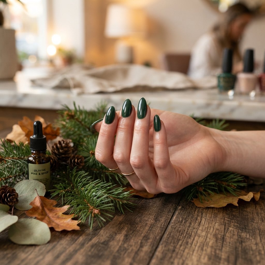 24 Green Fall Nail Designs That Feel Fresh and Trendy 10 Deep Pine Green Nails