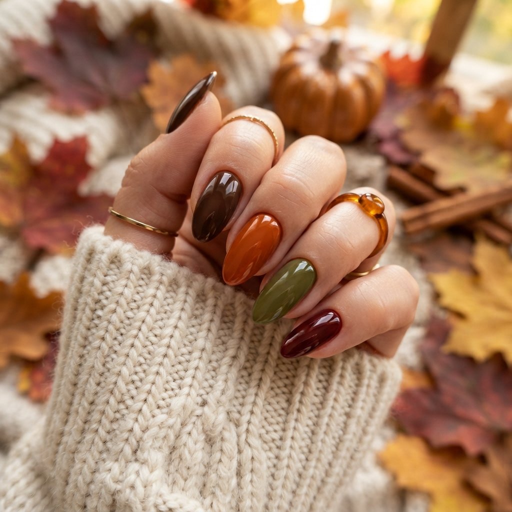 25 Easy Fall Nail Designs Anyone Can Recreate 26 Timeless Autumn Mix
