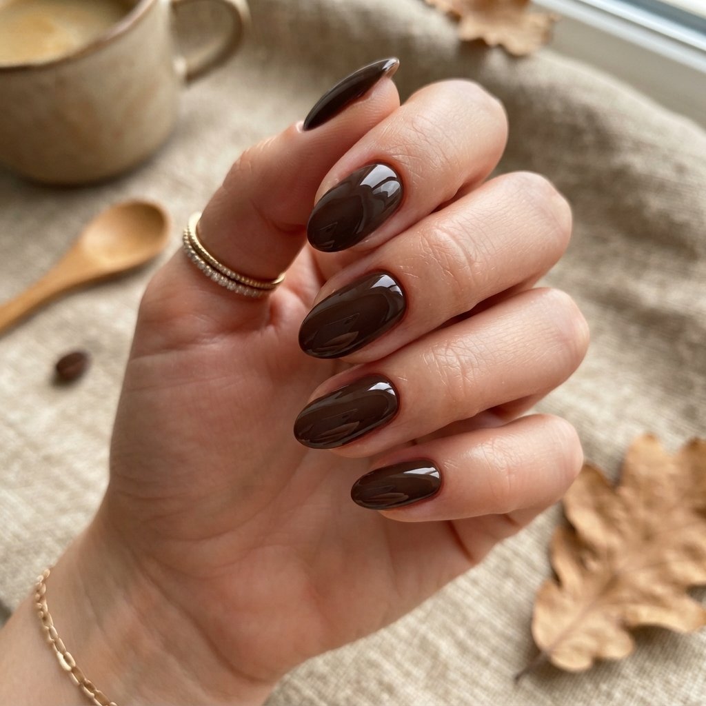 25 Easy Fall Nail Designs Anyone Can Recreate 14 Espresso Brown Nails