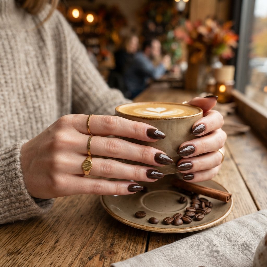 20 Almond Shape Fall Nail Designs That Look Elegant Every Time 12 Espresso Brown Nails