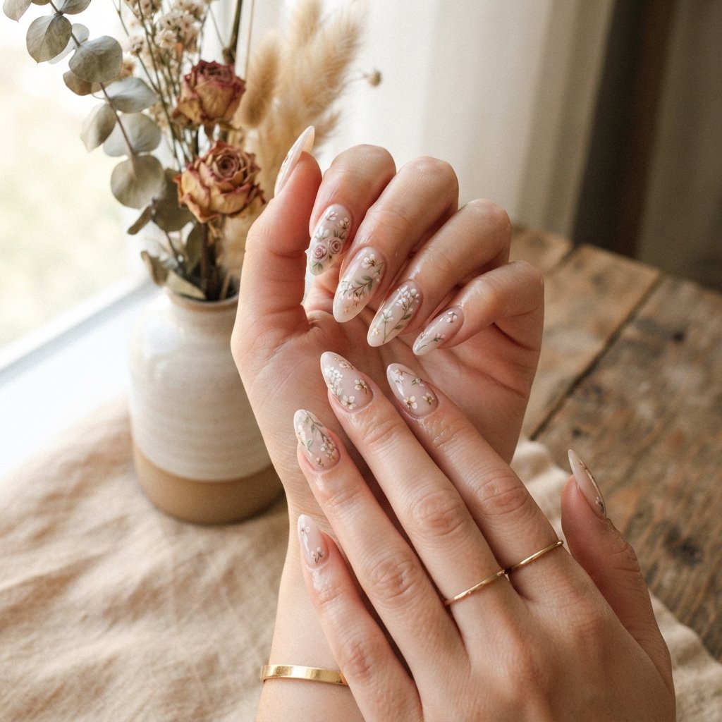 27 Long Almond Nails That Make a Stunning Statement 17 Floral Long Almond Nail