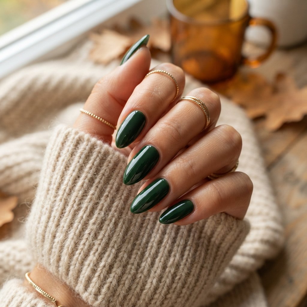 25 Easy Fall Nail Designs Anyone Can Recreate 9 Forest Green Gloss