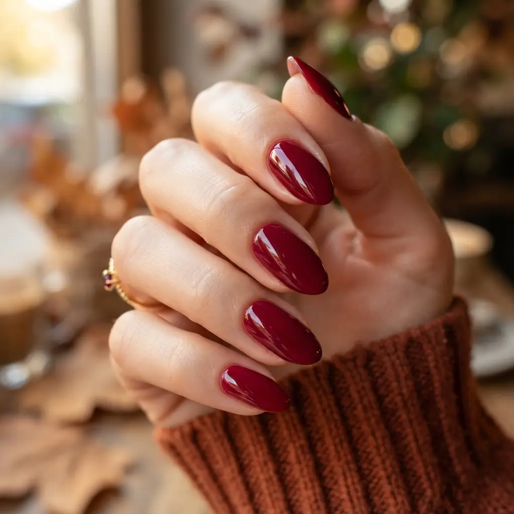 29 Red Fall Nail Designs That Make a Bold Statement 11 Garnet Red Polish