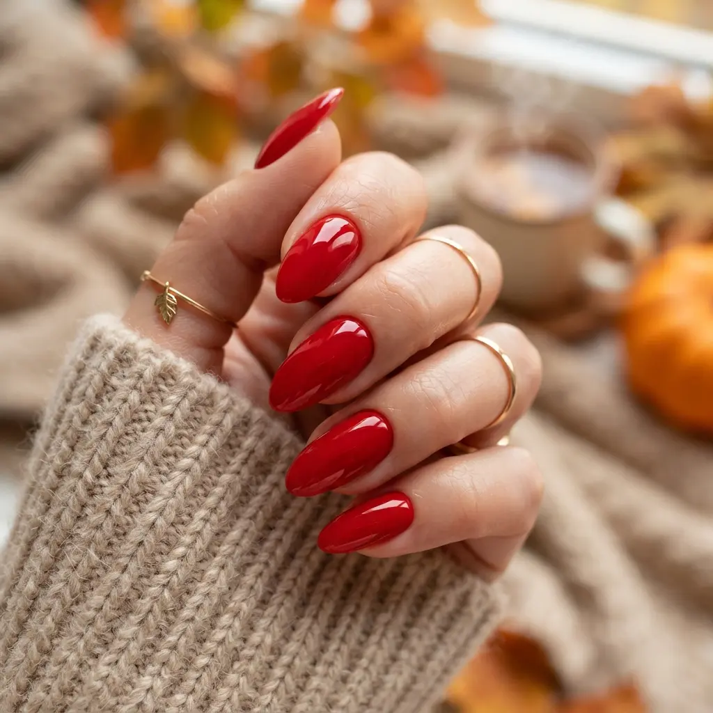29 Red Fall Nail Designs That Make a Bold Statement 28 Glossy Apple Red Nails