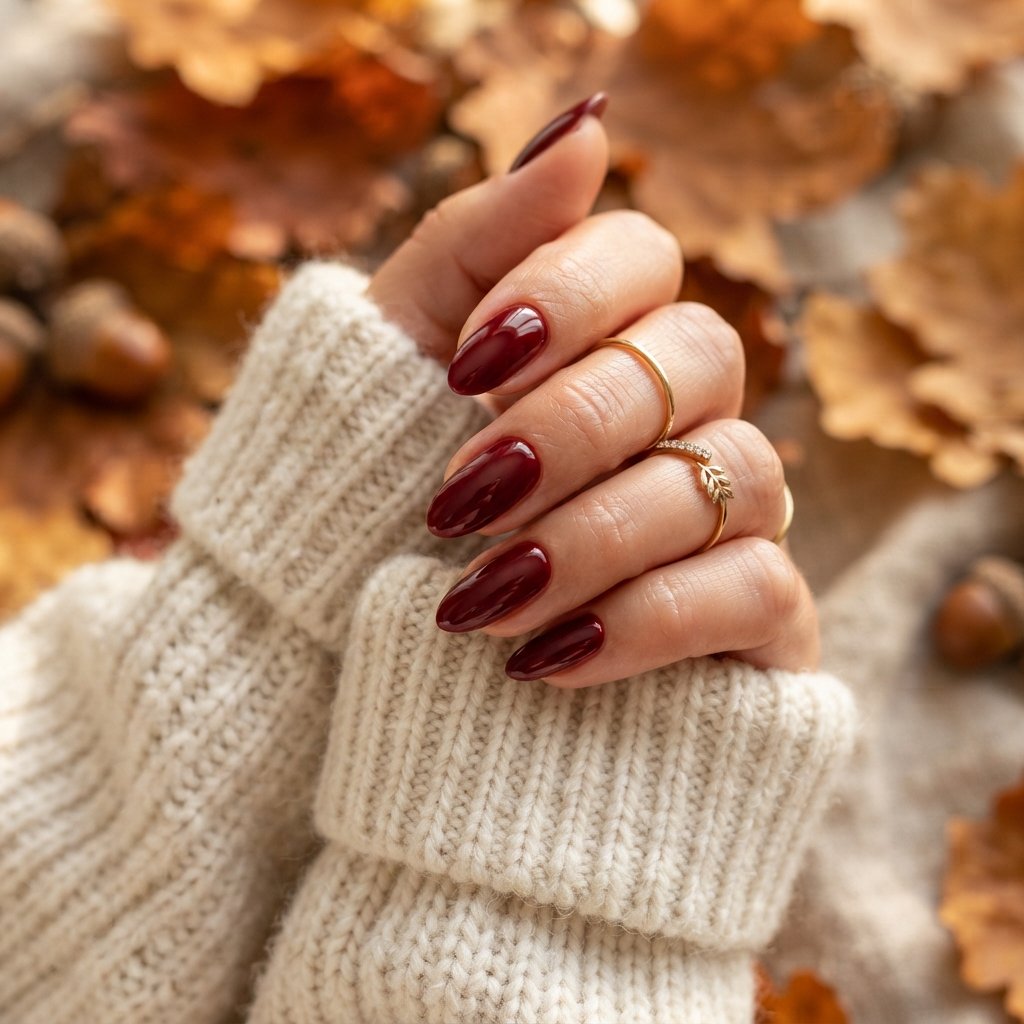 23 Burgundy Fall Nail Designs That Never Go Out of Style 2 Glossy Classic Burgundy Nails