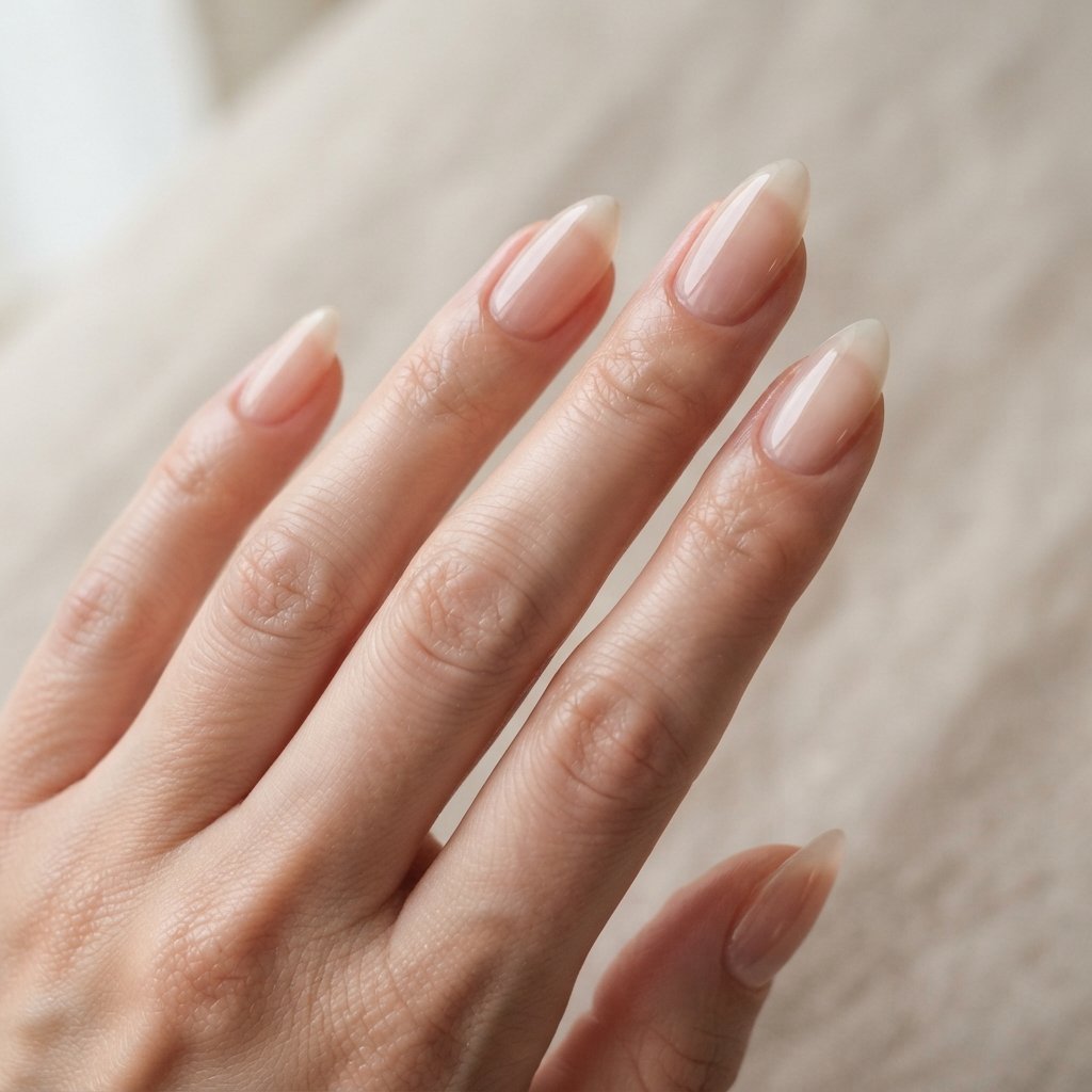 Glossy Clear Almond Nails