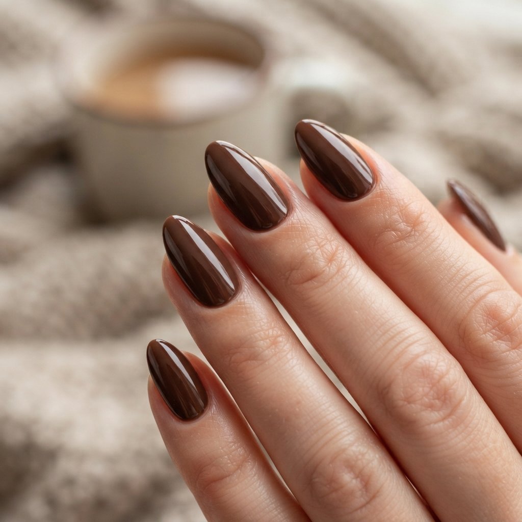 25 Easy Fall Nail Designs Anyone Can Recreate 22 Glossy Cocoa Nails