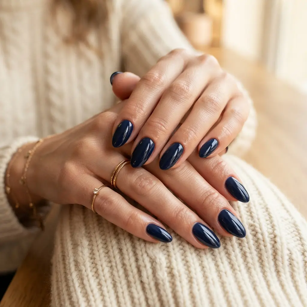  Glossy Navy Blue Nails