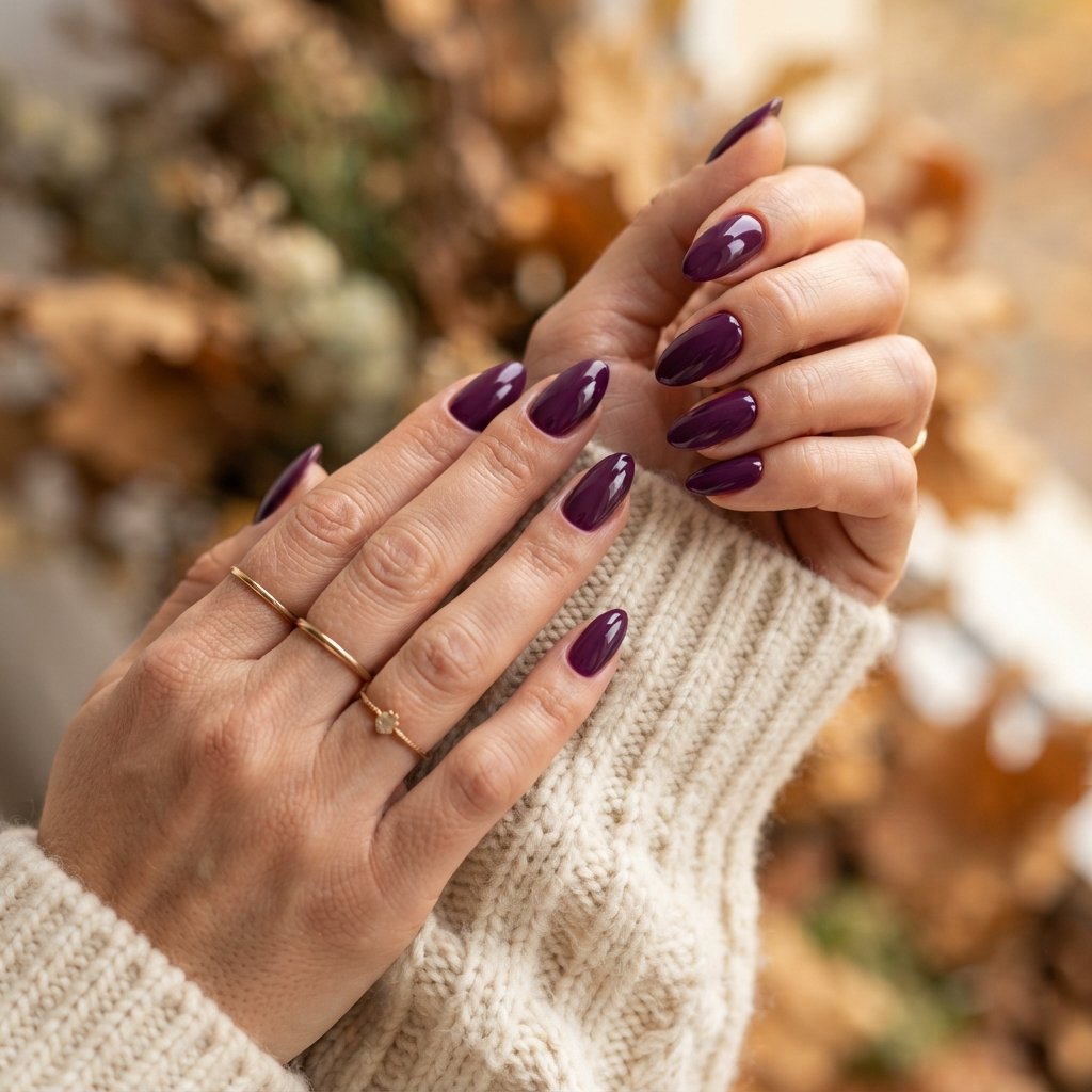  Glossy Plum Nails