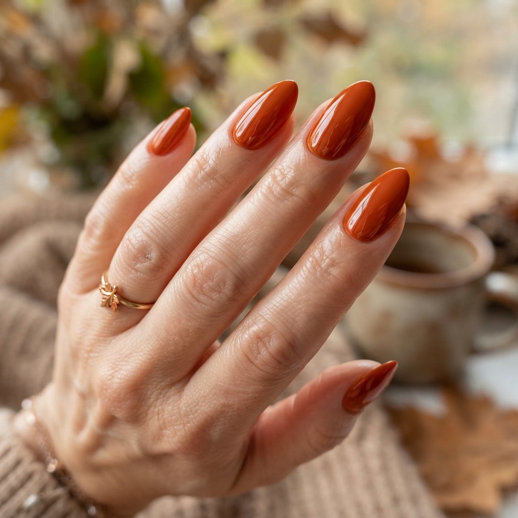 25 Easy Fall Nail Designs Anyone Can Recreate 25 Glossy Rust Orange