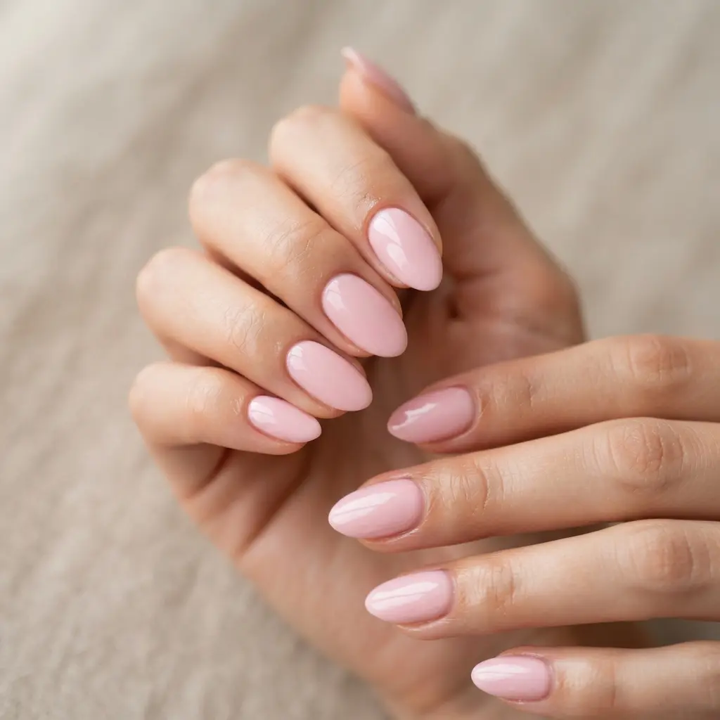 Glossy Soft Pink Nails