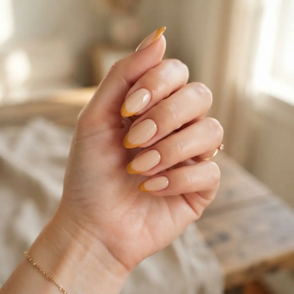 25 Summer to Fall Nail Designs Perfect for the Seasonal Transition 21 Golden Orange Tips