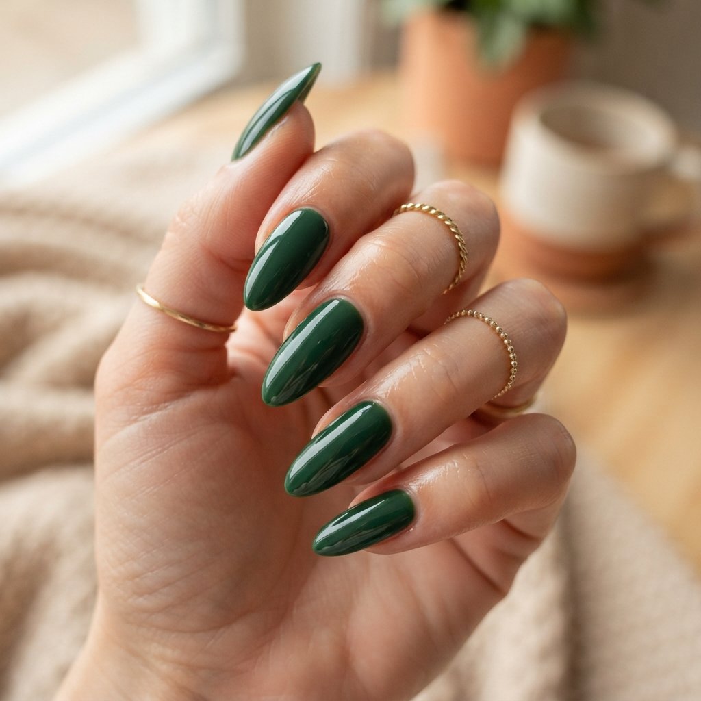 27 Long Almond Nails That Make a Stunning Statement 12 Green Long Almond Nail