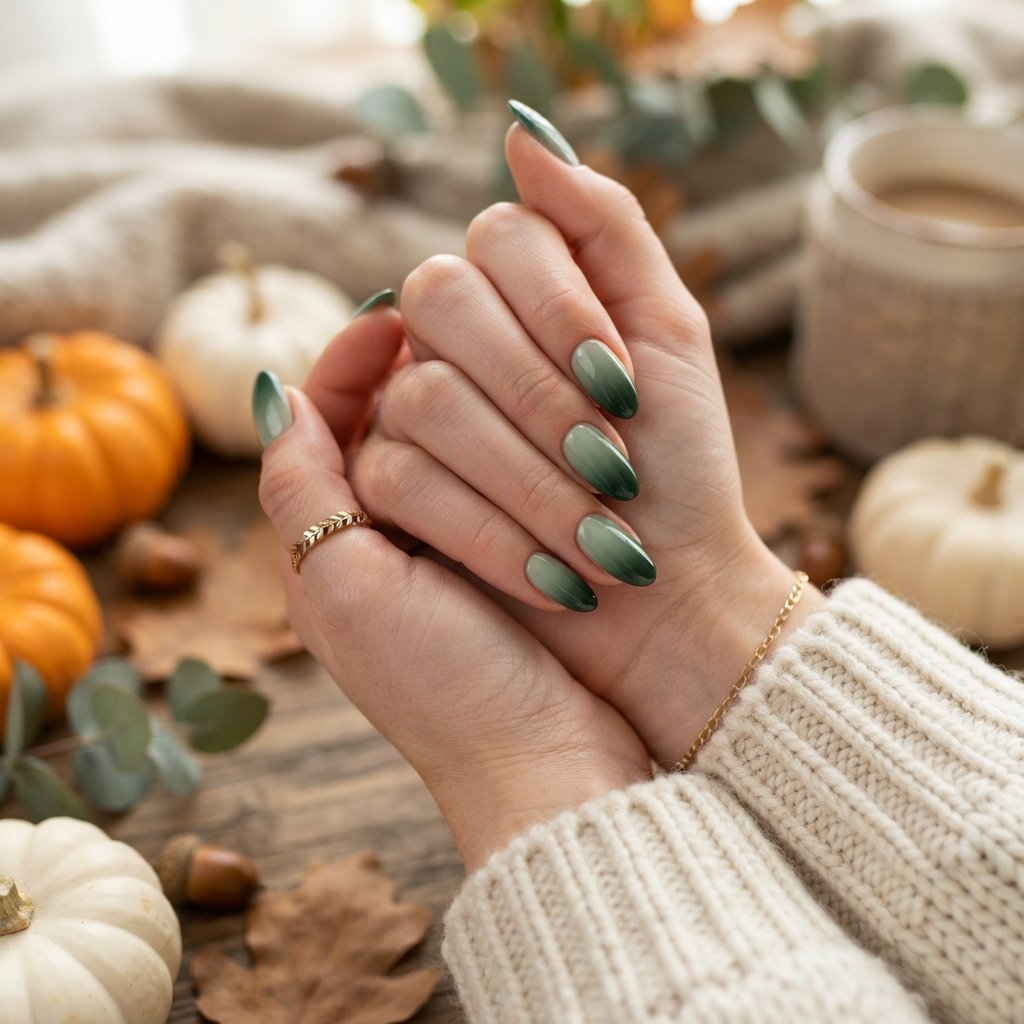 24 Green Fall Nail Designs That Feel Fresh and Trendy 21 Green Ombre Nails